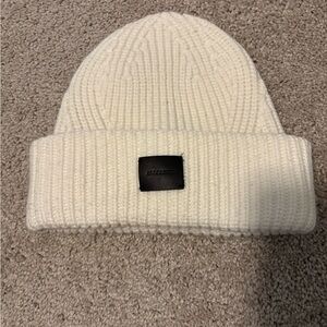 All Saints Ivory Knit Beanie with Dark Patch